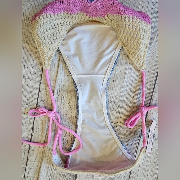 Victoria's Secret Size Small New w Tag Crochet Bikini Bottom Side Ties Multicolo - Picture 8 of 8